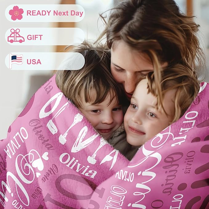 Ships Next Day, Personalized Blanket for Teen Boys Girls, Custom Blanket with Name Customized Flannel Throw Christmas Birthday Blanket Gifts for Kids or Adult