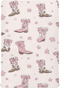 Crib Sheets for Boys Girl Coquette Bows Neutral Mini Crib Mattress Sheets Fitted, Cowgirl Boots Toddler Baby Sheets for Crib Mattress Soft & Breathable 39 * 27 * 5In