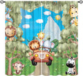 Jungle Animals Curtains, Cartoon Safari Animals Tropical Forest Leaf Blackout Window Treatments, Rod Pocket Thermal Insulated Drapes 2 Panel Sets for Kids Bedroom Nursery Classroom, 42"W X 54"L