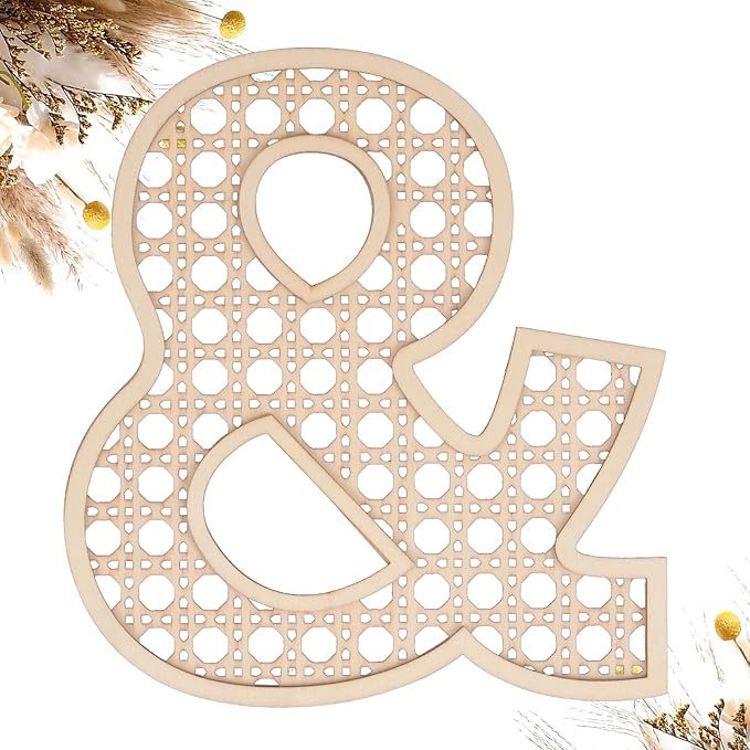 Wooden Rattan Letters 8 inch Wood Letters & for Wall Decor Crafts Boho Nursery Decor for Baby Shower Wedding Bedroom Name Signs Large Rustic Letter Home Decoration