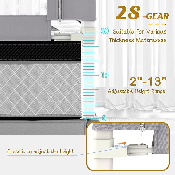 Height Adjustable Bed Rail for Toddlers, Kids Safety Baby Bed Rail for Twin/Full/King/Queen Size Bed (1 Side, 70.8 Inch)