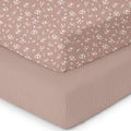 Muslin Crib Sheets–100% Organic Cotton Baby Sheets for Boys & Girls,2 Pack Muslin Mini Crib Sheets for Toddler Mattress,Breathable Crib Mattress Sheets 28''x52''(Flower)