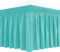 Biscaynebay Wrap Around Bed Skirts for King & Cal King Beds 15" Drop, Aqua Adjustable Elastic Dust Ruffles Easy Fit Wrinkle & Fade Resistant Silky Luxurious Fabric Machine Washable