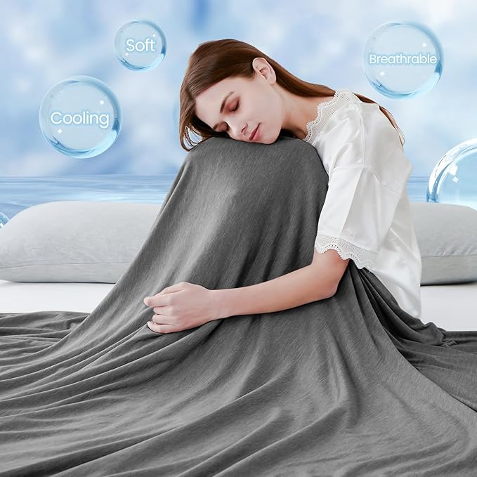 LUXEAR Cooling Blanket for Hot Sleepers Night Sweats Japanese Q-Max>0.5 Arc-Chill Cooling Fiber Keep Adults Children Cool All Night Twin Size Cool Summer Blanket 59 X 79in -Black