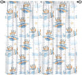 Cartoon Bear Curtains, Lovely Bear Adventure Airplane Blue White Stripe Blackout Window Treatments, Rod Pocket Thermal Insulated Drapes 2 Panel Sets for Kids Bedroom Nursery Classroom, 72"W X 63"L