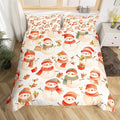Manfei Cute Snowman Duvet Cover Set Queen Size, Christmas Theme Bedding Set for Kids Kids Girls Room Decor, Western New Year Comforter Cover, Lightweight Bedspread Cover, 2 Pillowcases, No Comforter