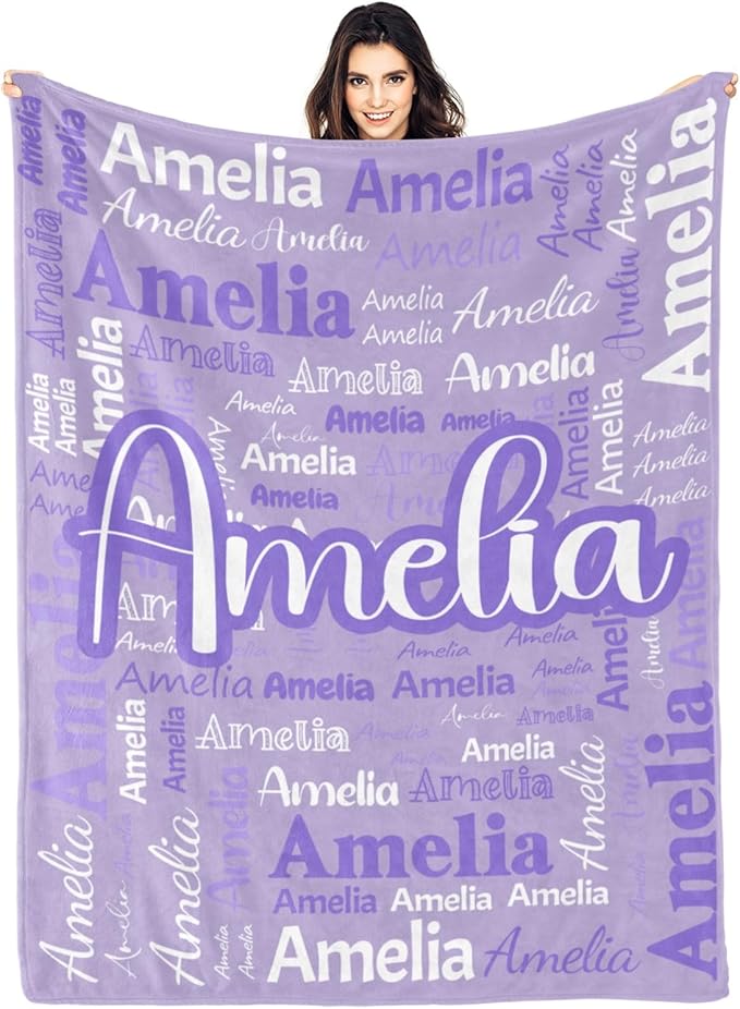 Dr.TOUGH Personalized Blanket for Adult Kids with Name Customized Blankets Personalized Throw Blanket for Christmas Birthday Gifts