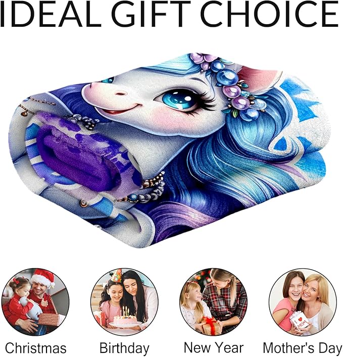 Blanket Gifts for Kids - Unicorn Throw Blanket for Girls - Custom 30" x 40" Inches Warm Cozy Toddler Blankets for Sofa, Lap & Couch