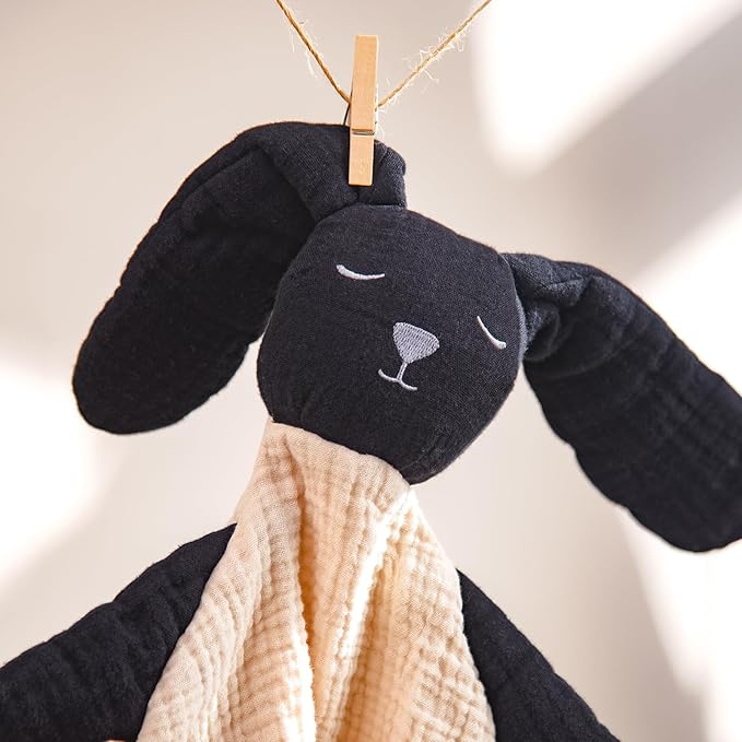 lulumoon Baby Security Blanket Bunny: Snuggle Muslin Lovey for Travel & Daycare - Self-Soothe Lovie for Newborn Gift