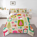 Erosebridal Xmas Decor Quilts Kids Santa Claus Christmas Tree Comforter Set Boys Girls Bedroom, Cartoon Snowflake Bedding Set Cute Snowman Down Comforter Toddler Size