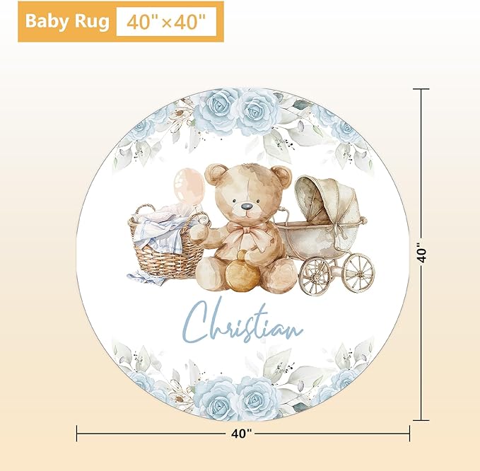 Personalized Toddler Bedding Set, 5 Pcs Custom Name Crib Bedding Set for Girls Boys, Blue Bear Flannel Baby Crib Bedding Set, Double Layer Baby Crib Set, Customized Gifts for Infants Toddlers