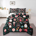 Feelyou Christmas Kids Comforter Set Queen Size Xmas Tree Ball Bedding Set Penguin Duvet Quilt for Kids Boys Girls Bedroom Gingerbread Houses Decor Microfiber Ultra Soft Breathable