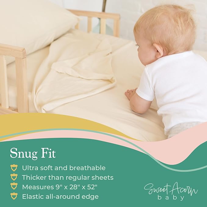 3 Piece Toddler Bedding Sets - Organic Cotton Jersey Knit - Fits Convertible Cribs and Mattresses - 9" x 28" x 52" - Fog Grey