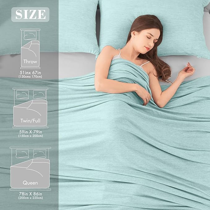 LUXEAR Cooling Blanket Keep Cool in Hot Summer, 51 X 67in Twin or Baby Size Blanket for Adults, Children,Japanese Q-Max >0.5 Technology Arc-Chill Cooling Fiber, Breathable Comfortable All-Season-Green