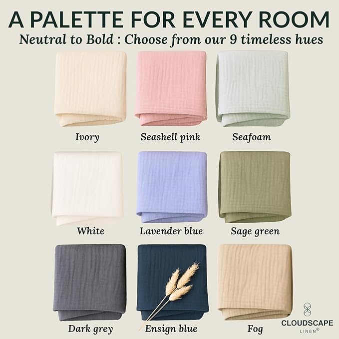 Cloud Scape Linen Oversized 4 Layer Muslin Blanket Twin Size - 100% Cotton, Lightweight & Breathable All Season Gauze, Pre-Washed, for Bed, Couch, fits Twin XL Bed,68x92, Seafoam Green