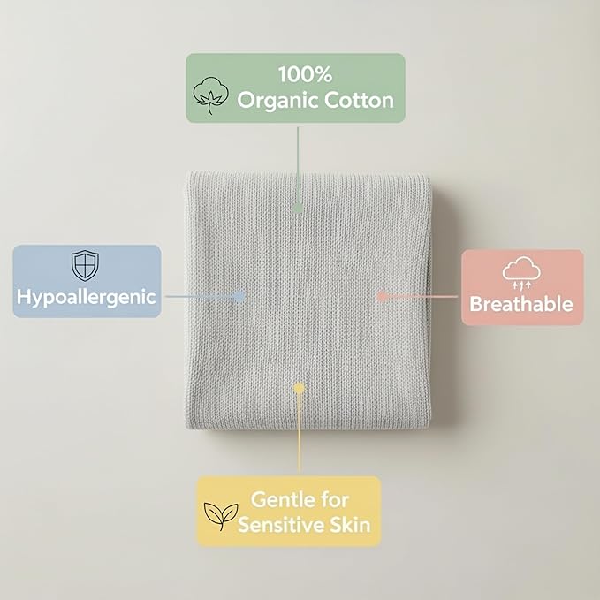 Custom Baby Blanket - 100% GOTS Certified Organic Cotton - Personalized Baby Blanket for Boys and Girls - Embroidered Swaddle, Monogrammed Baby Name Blankets (Earth Ivory)