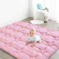 SPRINGSPIRIT Baby Play Mat for Boys Girls, 43'' x 43'' Play Mat for Playpen, One-Piece Crawling Playmat for Baby, Non Slip Foldable Crawling Mat, Toddlers, Pink