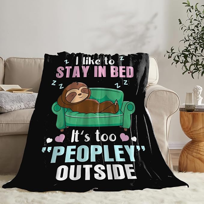 Funny Sloth Throw Blanket Sloth Gifts for Girls Boys Women Men Kids Adults Soft Flannel Fleece Blanket for Couch Sofa Bed Home Decor 60"x80"