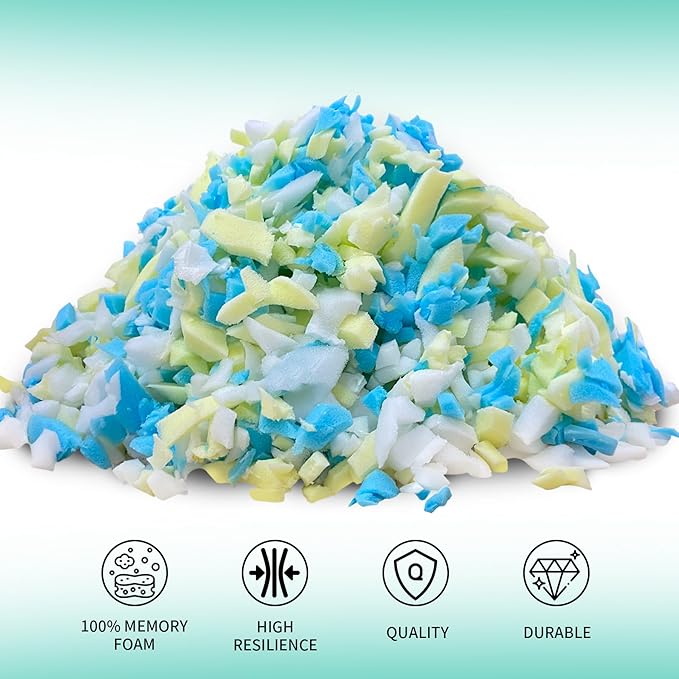 45lbs Shredded Memory Foam Bean Bag Filler, Soft and Convenient Bean Bag Filling Pillow Stuffing for Beanbag, Couch, Cushion, Stuffed Animals, Dog Bed, Arts Crafts
