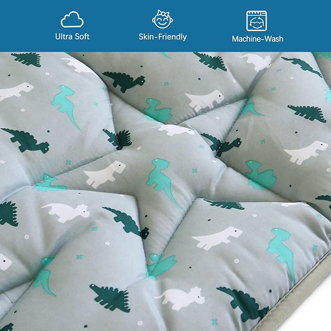 SPRINGSPIRIT Baby Play Mat for Boys Girls, 50'' x 50'' Baby Play Mat for Playpen, One-Piece Crawling Playmat Non Slip, Toddlers, Dinosaur, Grey