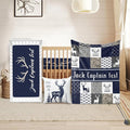 Custom Crib Bedding Set - Deer Design Personalized Name Baby Nursery Bedding 3 Pcs Set - Chic Soft Blanket, Sheet, Pillowcase for Newborns Boys Girls Gifts Color03