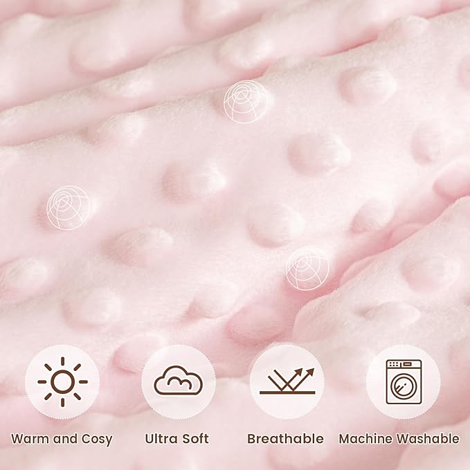 david's kids Micro Fleece Minky Baby Blanket for Girls with Double Layer and Soothing Raised Dots, Breathable and Soft Lightweight Receiving Blanket for Newborns, 40x50 Inches, Floral Flowers