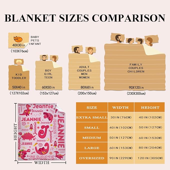 Dinosaur Lover Astronaut Personalized Blanket with Name Custom Pink Dinosaur with Name Flannel Blanket Soft Throw Meaningful Gift for Toddlers Girls Boys Kids Pets 120 * 90" XL for Family