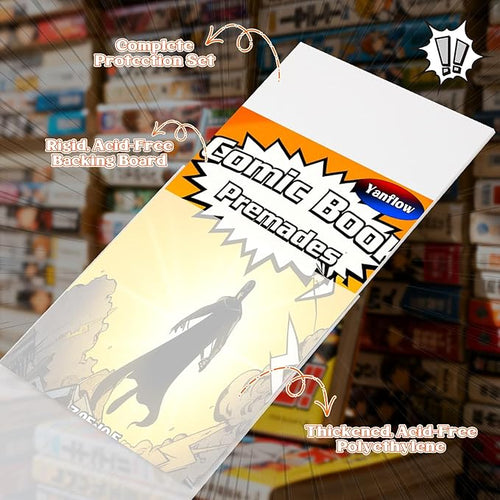 50 Pack Comic Book Bags and Boards Set 7.25x10.5 Inch Self-Sealing Comic Bags and Boards with Archival Boards for Long-Term Storage & Protection