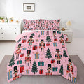 Feelyou Nutcracker Comforter Set All Season Merry Christmas Tree Bedding Set with 2 Pillow Cases Snowflake Kids Queen Bedclothes Soldier Print Decor Duvet Quilt Soft Lightweight