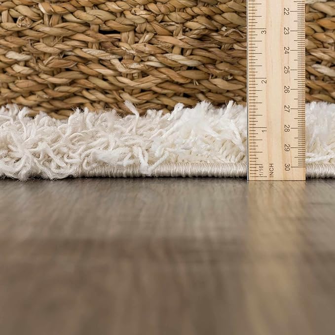 BoutiqueRugs Atira Checkered Shag Runner Rug - Cream, Light Beige, Light Brown - 2'7" x 20' Runner