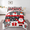 Feelyou Christmas Bedding Set Soft for Boys Girls, Merry Christmas Comforter Set King Size New Year Gift Duvet Quilt Microfiber Snowflake Bedroom Decor 3 Pcs with 2 Pillow Cases