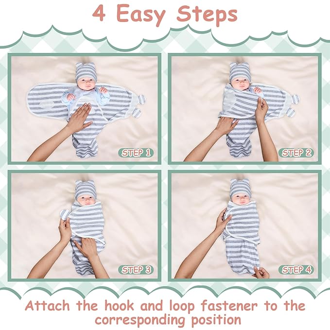 Ramede 6 Pack Preemie Swaddle Blanket with Hats Sleep Swaddle for Baby Boy Girl Preemie Newborn Sacks Soft Cotton Wearable(Star,Grey)