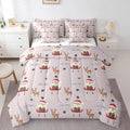 Santa Claus Bed Set Christmas Deer Bed in a Bag for Kids Boys Girls Winter Snowflake Comforter Set with Sheets Merry Christmas Khaki Bedding Set Bedroom Collection King Size