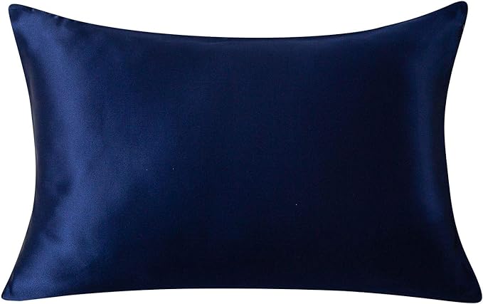 SLPBABY 100% Natural Pure Silk Pillowcase for Hair and Skin, Both Side 19 Momme Silk, Luxury Smooth Satin Pillowcase Cover with Hidden Zipper (King, Navy Blue)