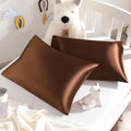 NTBAY Silk Satin Toddler Pillowcases, Small Pillow Case Pillow Cover 14x20 Inches with Envelope Closure, Soft and Silky Cooling Travel Pillow Covers for Nursery, Kids, Boys and Girls, Brown, 2 Pack