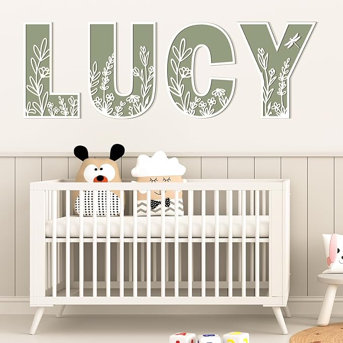 Layered 12 Inch Large Wooden Letters for Wall Decor, Flowered Paintable Wooden Nursery Letters for Crafts Wood Alphabet Letter A for Birthday Boho Nursery Name Sign Wedding Home Decoration