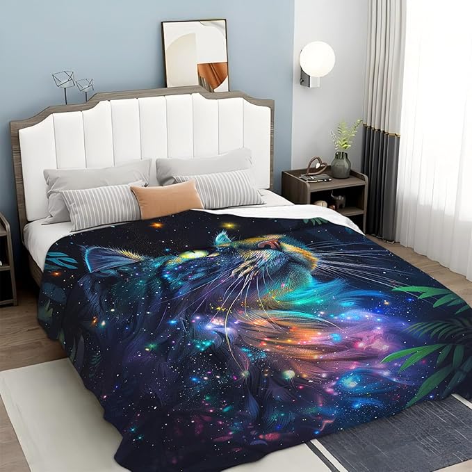 Tijuboni Cat Throw Blanket Cat Gifts for Girls Boys Women Men Kids Adults Soft Flannel Fleece Blanket for Couch Sofa Bed Home Decor 60"x80"