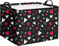 CLOCOR Rectangular Gift Basket,Collapsible Fabric Storage Container,Waterproof Storage Bin with Handles(White Heart)