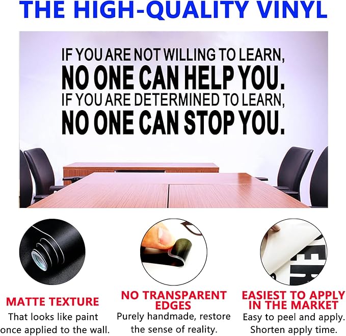 Motivational Quotes Wall Stickers for Office: Inspirational Positive Vinyl Art Wall Decals - School Classroom Workplace Home Wall Decor - If You are Not Willing to Learn 23"X9"