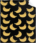 Thuswarm Cute Banana Kawaii Black Flannel Throw Blanket Warm Cozy Soft Funny Print Blankets for Bed Couch Sofa Room Decoration Gifts 50”×40” Small for Kid
