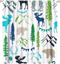 Forest Woodland Curtains, Wild Nature Bear Moose Deer Pine Trees Mountain Cabin Lodge Blackout Rod Pocket Windows Door Curtain for Bedroom Living Room Home Decor 55x63in