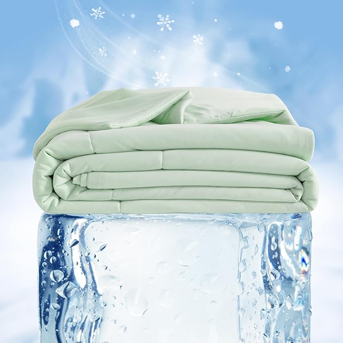 NTBAY Cooling Throw Blanket, 50x60 Inches - Japanese Double-Sided Cool Fabric with Q-Max 0.43, Soft Summer Couch Blanket for Adults, Kids and Pets, Mint Green