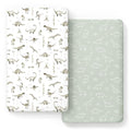 GRSSDER Stretch Ultra Soft Jersey Knit Fitted Crib Sheets Set 2 Pack，Fit All Standard Crib Mattress Pads Safe and Snug, Crib Fitted Sheet for Baby, Dinosaur