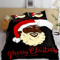 LUVIVIHOME 3PCS Christmas Comforter Set Full Size, Funny African American Black Santa Claus Bedding, Winter Xmas Merry Christmas Bedroom Decor for Kids Boys Girls Teens, Xmas Gifts, 2 Pillow Shams