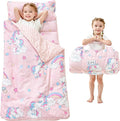 Toddler Nap Mat with Pillow and Blanket, Extra Large Rolled Napping Mats,Slumber Bags for Boys Girls,Kids Sleeping Bag for Daycare, Preschool Travel Camping