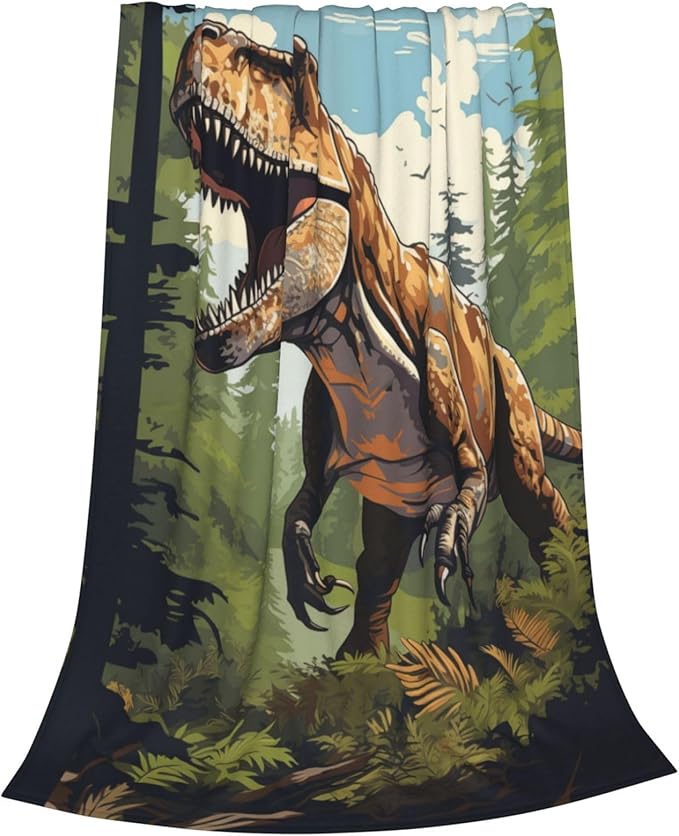 Dinosaur Blanket Gifts for Boys Kids Jurassic Tyrannosaurus Dino Flannel Throw Blankets for Home Couch Bed Sofa Soft Fuzzy Lightweight Decor All Season 80x60 Inches