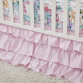 Brandream Crib Bed Skirt Dust Ruffle Triple Layer 100% Egyptian Cotton Sateen Silky Pink Purple Ruffled Baby Girls Nursery Bedding