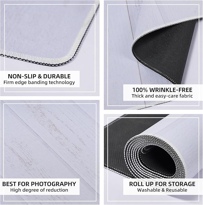 Kate Photography Foor Mats Grey Retro Wood Printed Floor Mats Rubber Floor Mat Newborn Photography Drops Photo Studio Props 8X5ft
