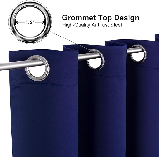 ChrisDowa Small Kitchen Valances for Windows - Grommet Short Thermal Insulated Room Darkening Window Valances Curtains for Living Room (2 Panels, Navy Blue, 42 x 18 Inch)