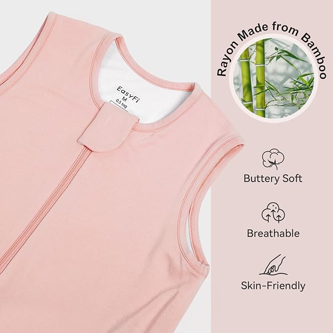 Rayon Made From Bamboo Sleep Sack 3t-4t 0.5 Tog Ultra Soft Summer Toddler Sleep Sack 36-48 Months with Feet 2-Way Zipper Lightweight Sleeping Bag Baby Wearable Blanket (2 Pack)-Pink & Gray
